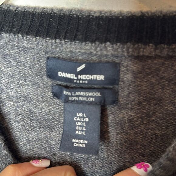 Daniel Hechter Paris Lambswool Charcoal Grey Crewneck Sweater. Size Large. - Picture 3 of 5